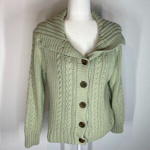 Charter Club Sage Green Cable Knit Cardigan Sweater size XL